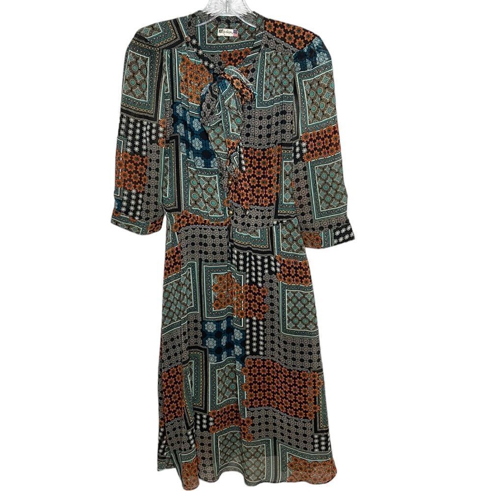 Kut from The kloth Patchwork Quarter Sleeve MIDI Dress. Size 4.